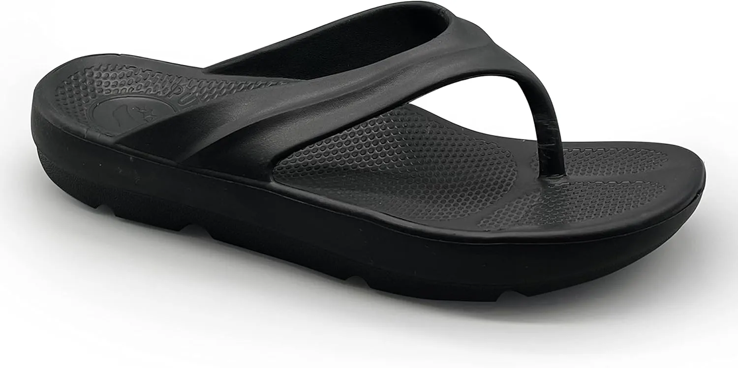 Pure Stride Therapeutic Flip Flops, Orthotic Thong Sandals for Plantar Fasciitis, Metatarsal and Heel Spurs, Feet Pain Relief and Arch Support - Black, Mens Size 10/Womens Size 11
