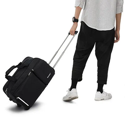Rolling Duffel Bag, Water Repellent Wheeled Duffel Carry On Luggage 20inch Black