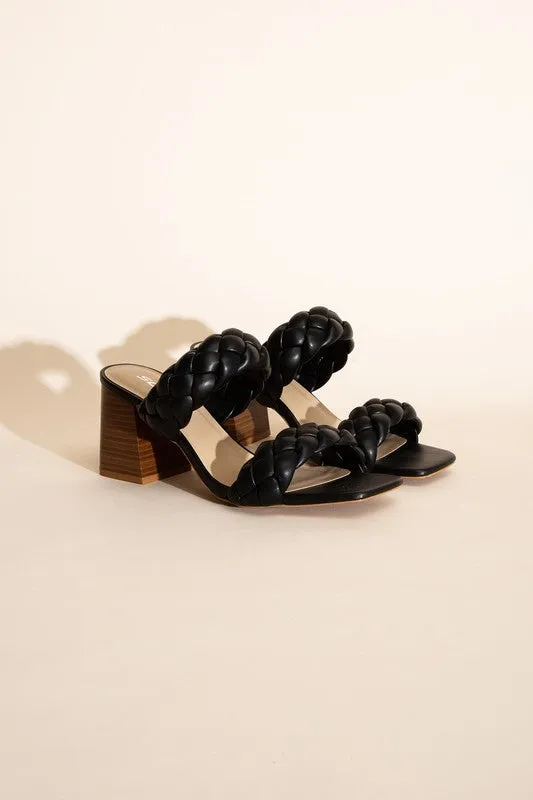 SODA BUGGY Braided Strap Mule Heels