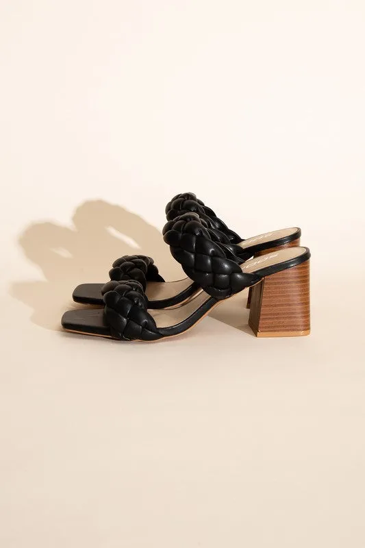 SODA BUGGY Braided Strap Mule Heels