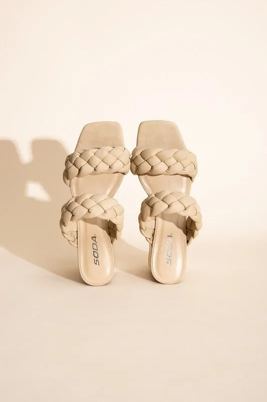 SODA BUGGY Braided Strap Mule Heels