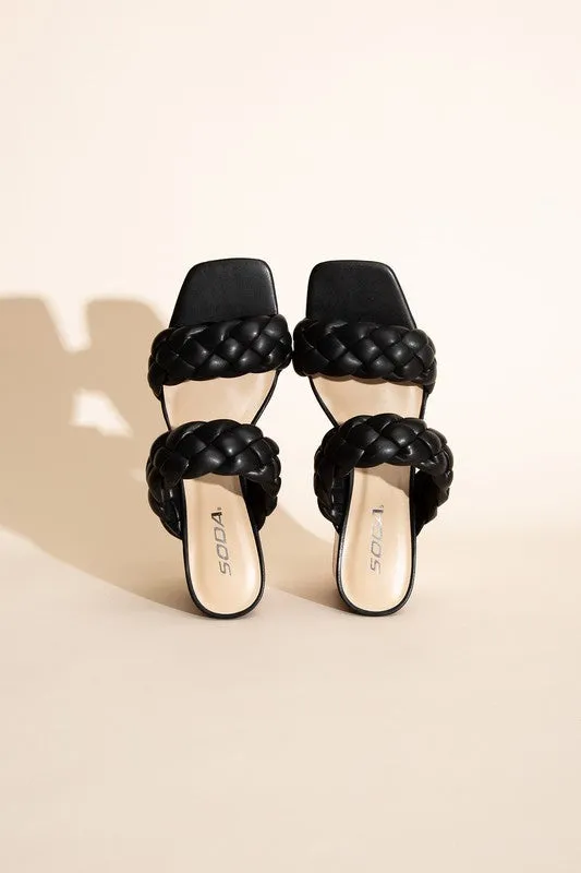 SODA BUGGY Braided Strap Mule Heels