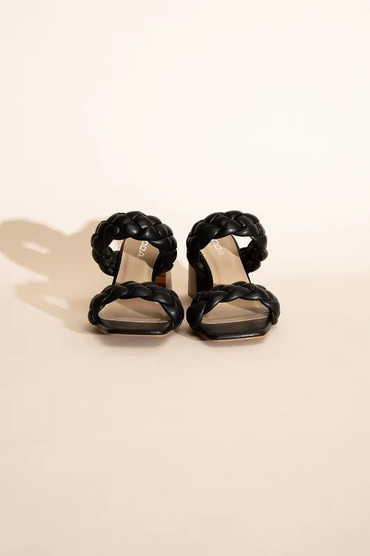 SODA BUGGY Braided Strap Mule Heels