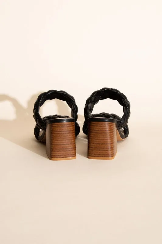 SODA BUGGY Braided Strap Mule Heels