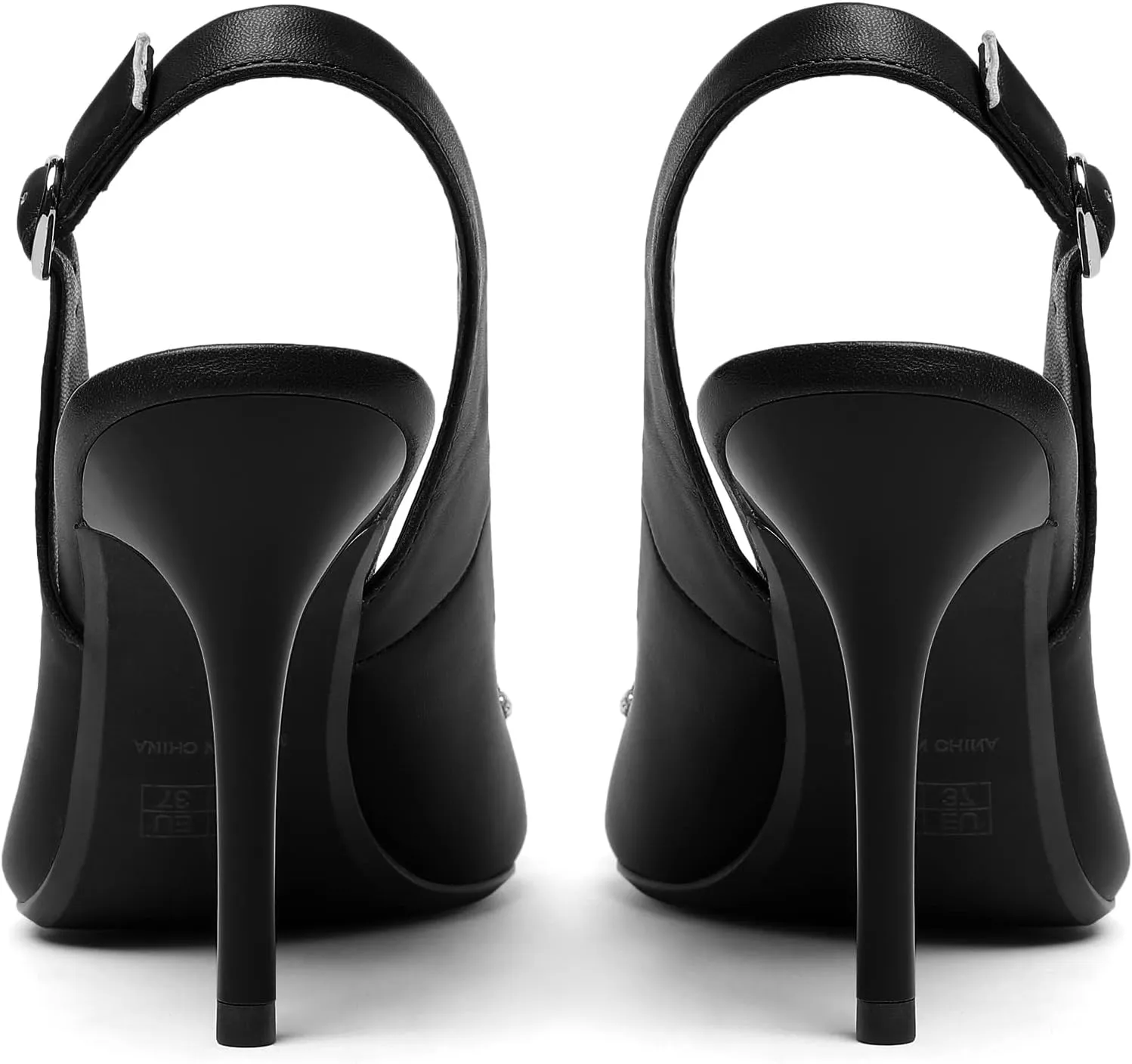Soireelady Women's Slingback High Heels Rhinestones Bow Closed pointed Toe Ankle Strap Slim Thin Heel Pumps for Wedding Evening Party Dress Shoes 3.5 Inches