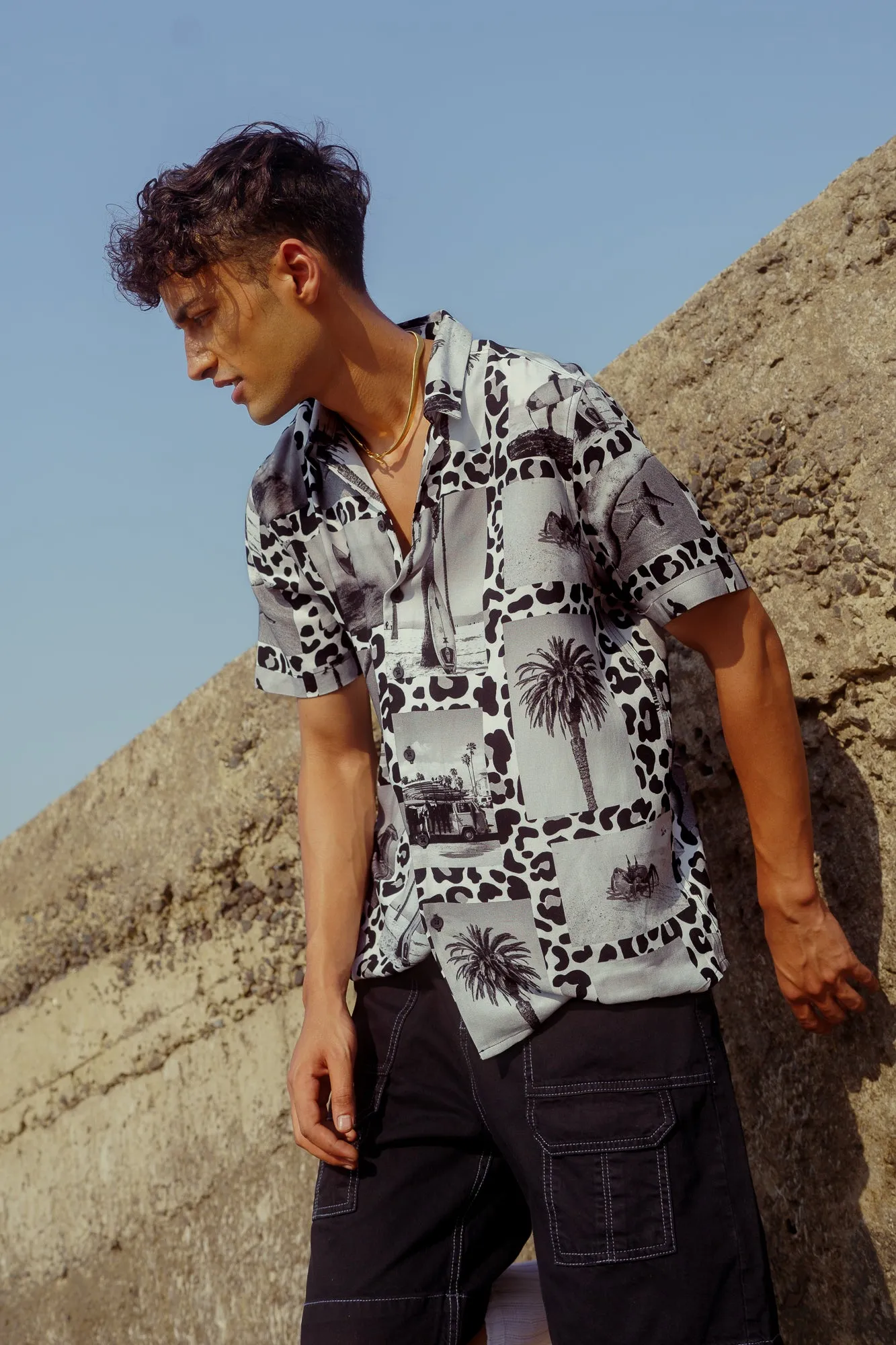 Surf Leopard Print Men's Viscose Shirt
