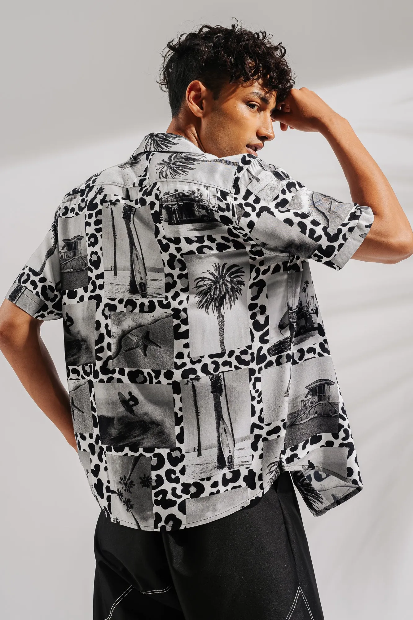 Surf Leopard Print Men's Viscose Shirt