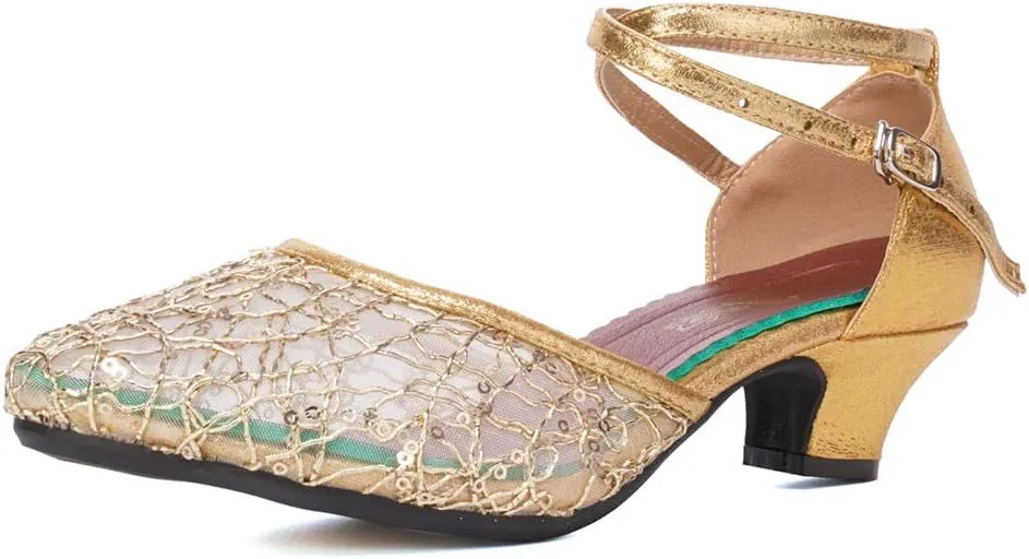 SWDZM Women's Closed Toe Ballroom Latin Dance Shoes Salsa Dancing Heels Comfortable Dress Shoes