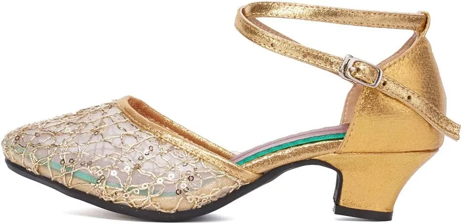 SWDZM Women's Closed Toe Ballroom Latin Dance Shoes Salsa Dancing Heels Comfortable Dress Shoes