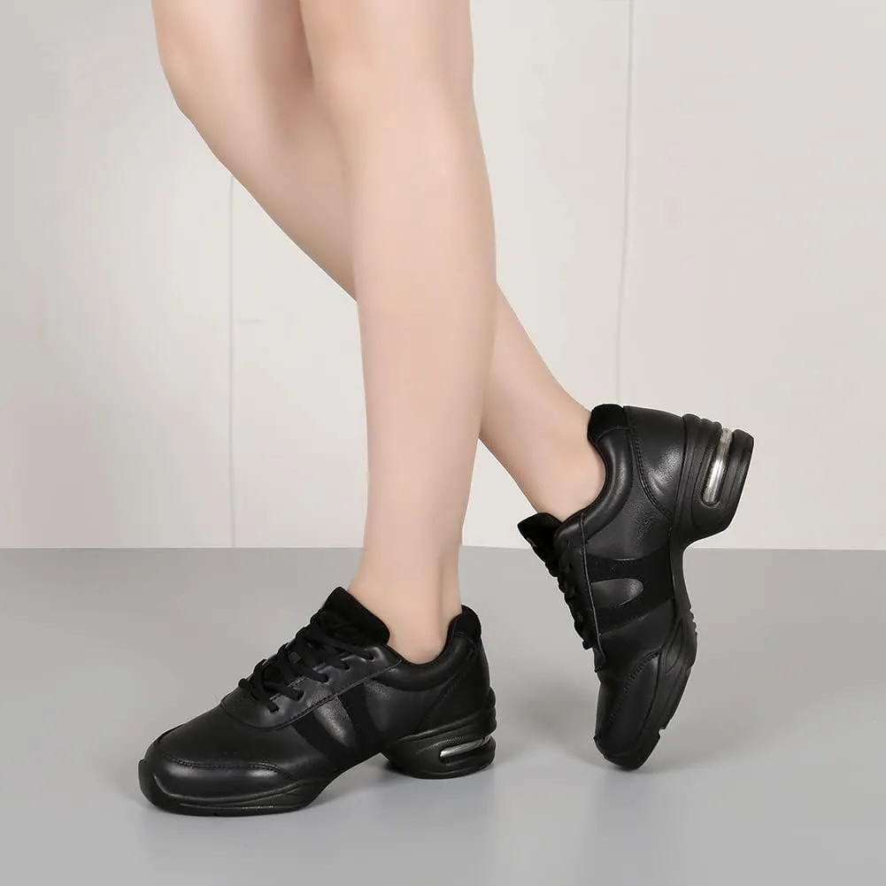SWDZM Women's Jazz Shoes Lace-up Sneakers Breathable Air Cushion Split Sole Athletic Walking Dancing Shoes,Model T01