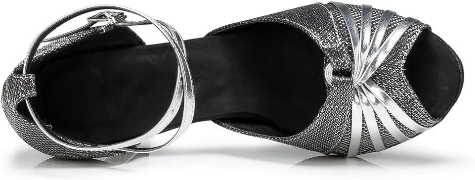 TDA Women's Mid Heel Knot Synthetic Salsa Tango Ballroom Latin Party Comfortable Dance Shoes