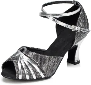 TDA Women's Mid Heel Knot Synthetic Salsa Tango Ballroom Latin Party Comfortable Dance Shoes