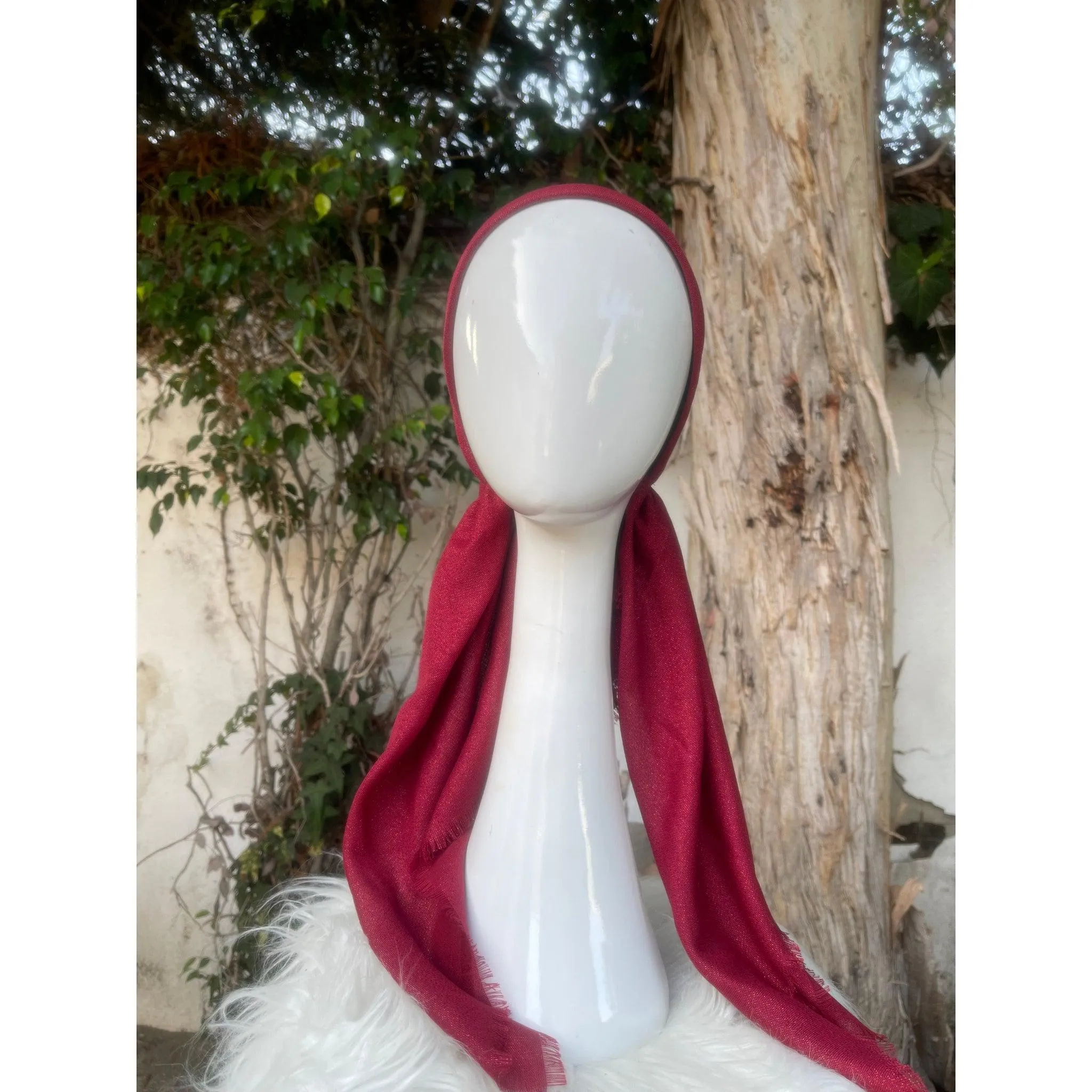 Turkish Cotton Metallic Solid Pretied w/ Long Tails - Ruby