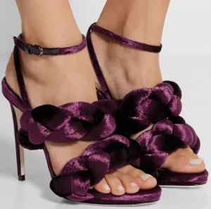 Waves Straps Ankle Wrap Simple Stiletto High Heel Party Sandals