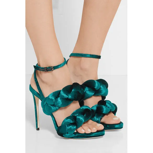 Waves Straps Ankle Wrap Simple Stiletto High Heel Party Sandals