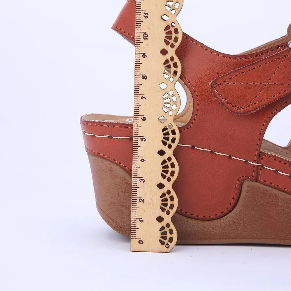 Women Wedges Platform Casual Soft Sole Camel Color Lightweight Comfortable Sandals