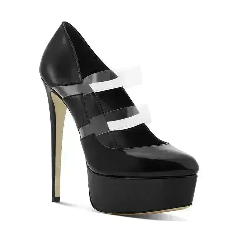 Women's Shoes PVC Stitching Platform High Heels