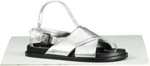 Wyse London London Silver Soft Leather Metallic Sandals EU 37 UK 4